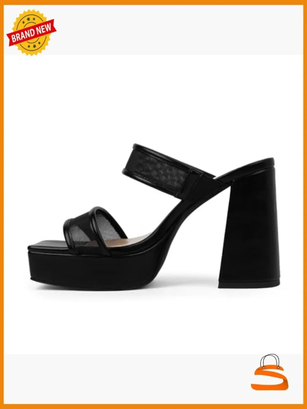 Chunky Platform Heels Square Open Toe Two Strap Slip On Sandals Dress Shoes